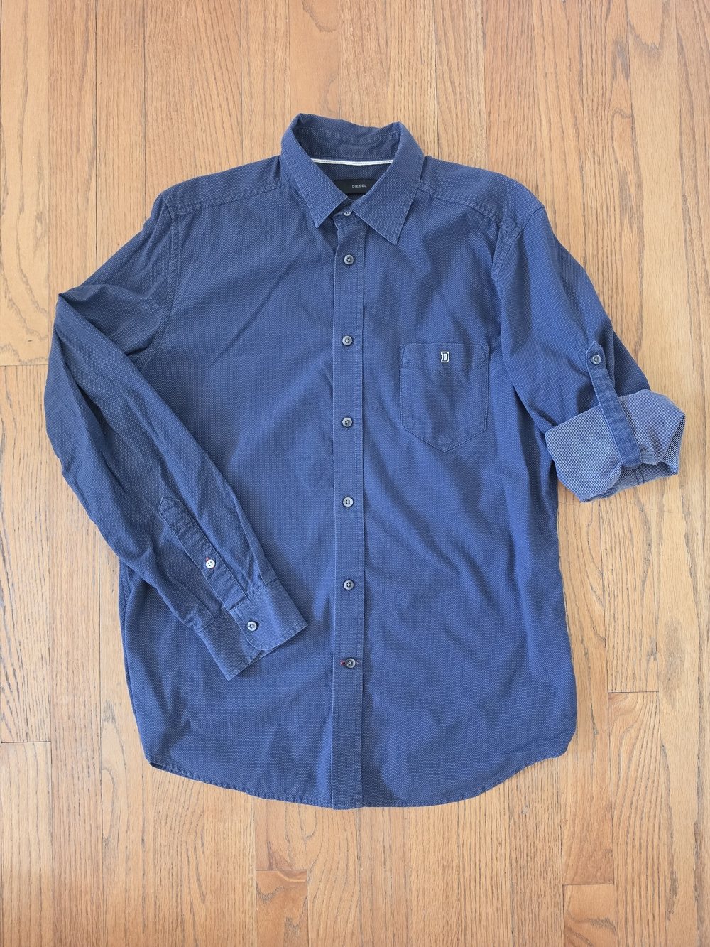 Diesel Men's Dark Blue Button-Down Shirt Size L